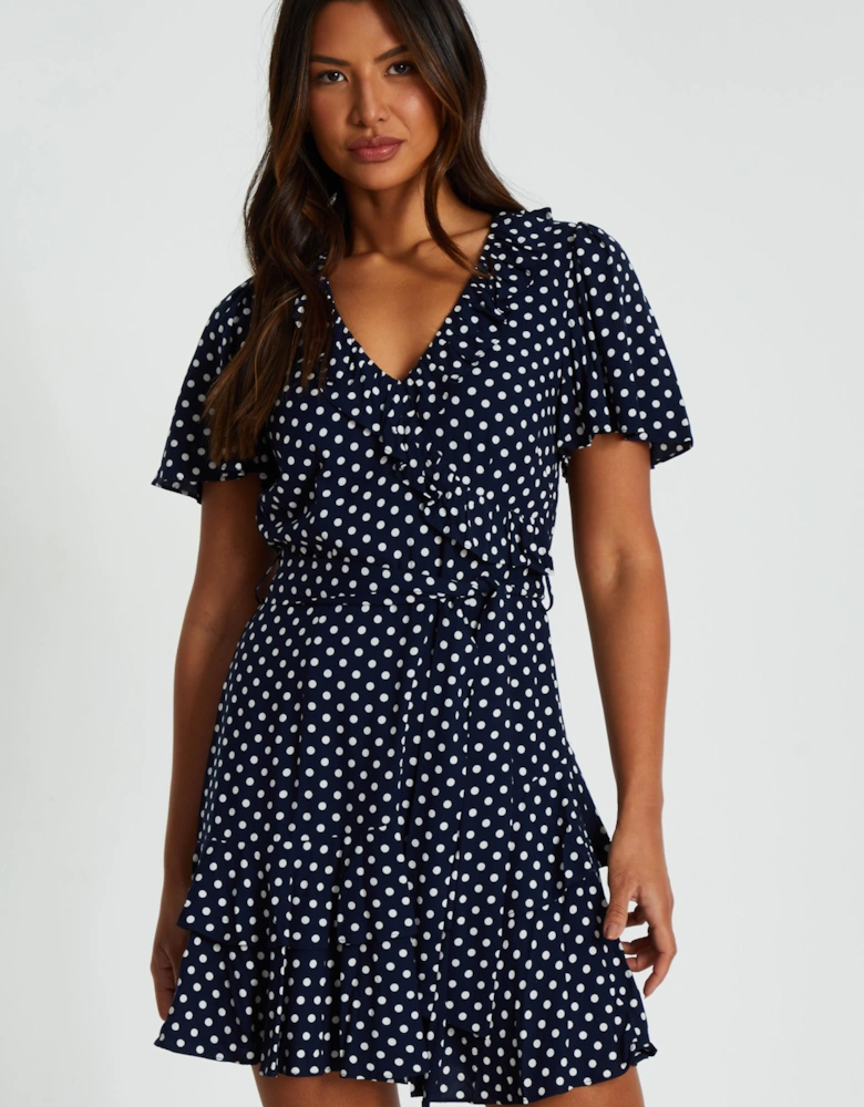 Polka Dot Print Skater Dress