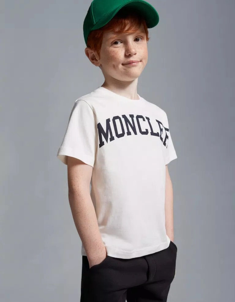 Enfant Boys Logo Print T-Shirt in Ivory