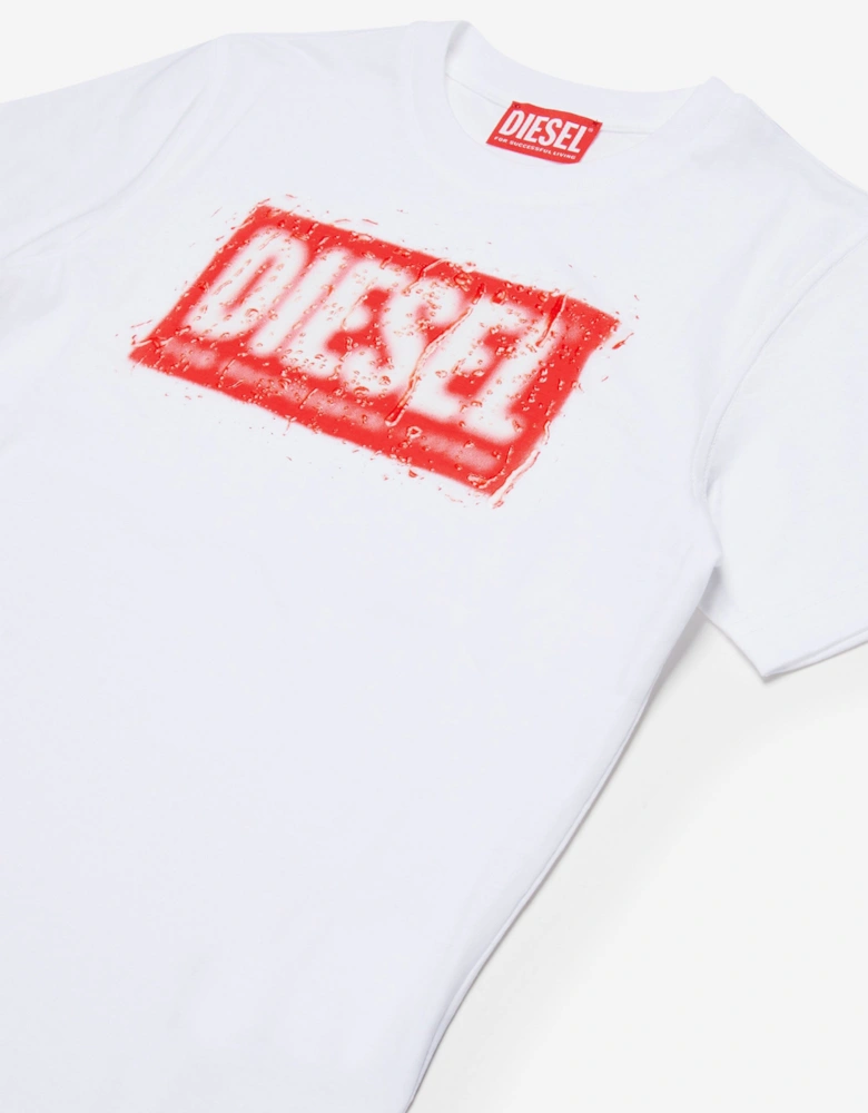 Boys Logo Print T-Shirt in White