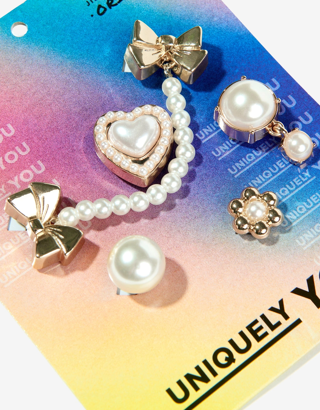 Girls Pearly Jibbitz™ 5 Pack in Gold