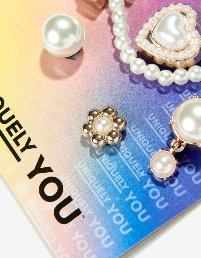 Girls Pearly Jibbitz™ 5 Pack in Gold