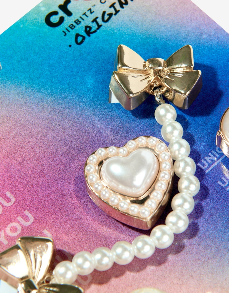 Girls Pearly Jibbitz™ 5 Pack in Gold