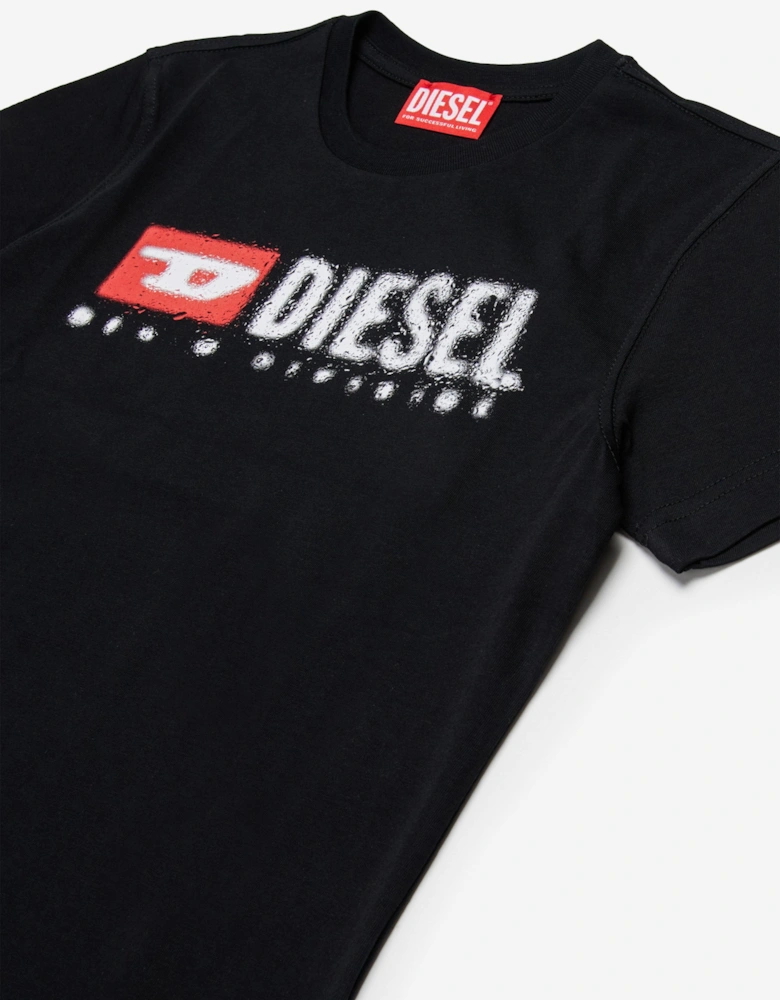 Boys Logo Print T-Shirt in Black