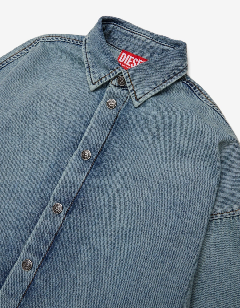 Boys Marbled Denim Shirt in Blue