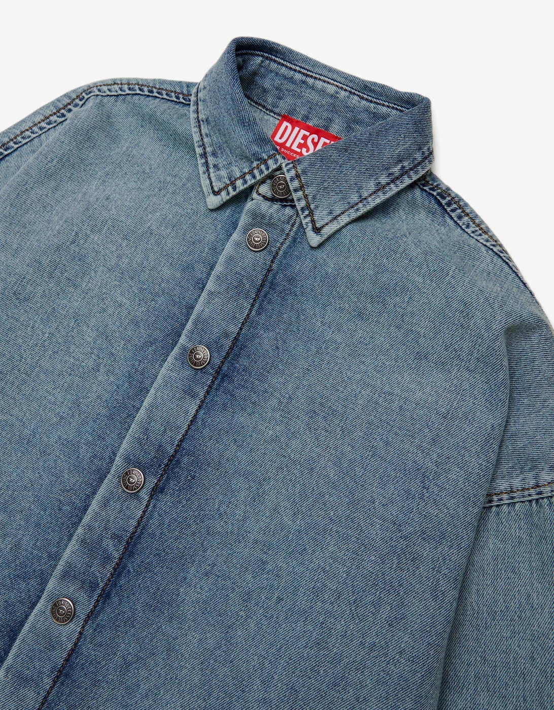 Boys Marbled Denim Shirt in Blue