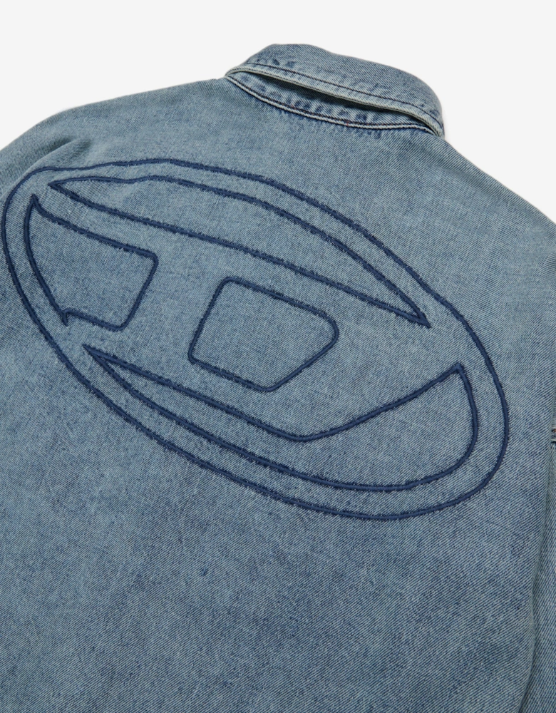 Boys Marbled Denim Shirt in Blue