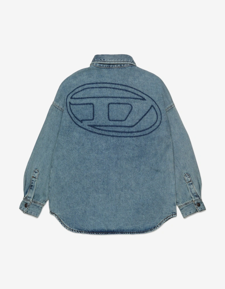 Boys Marbled Denim Shirt in Blue