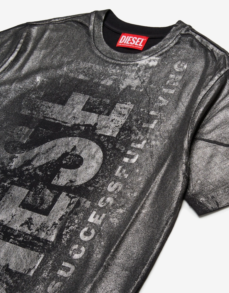 Boys Metallic Effect Logo T-Shirt in Black