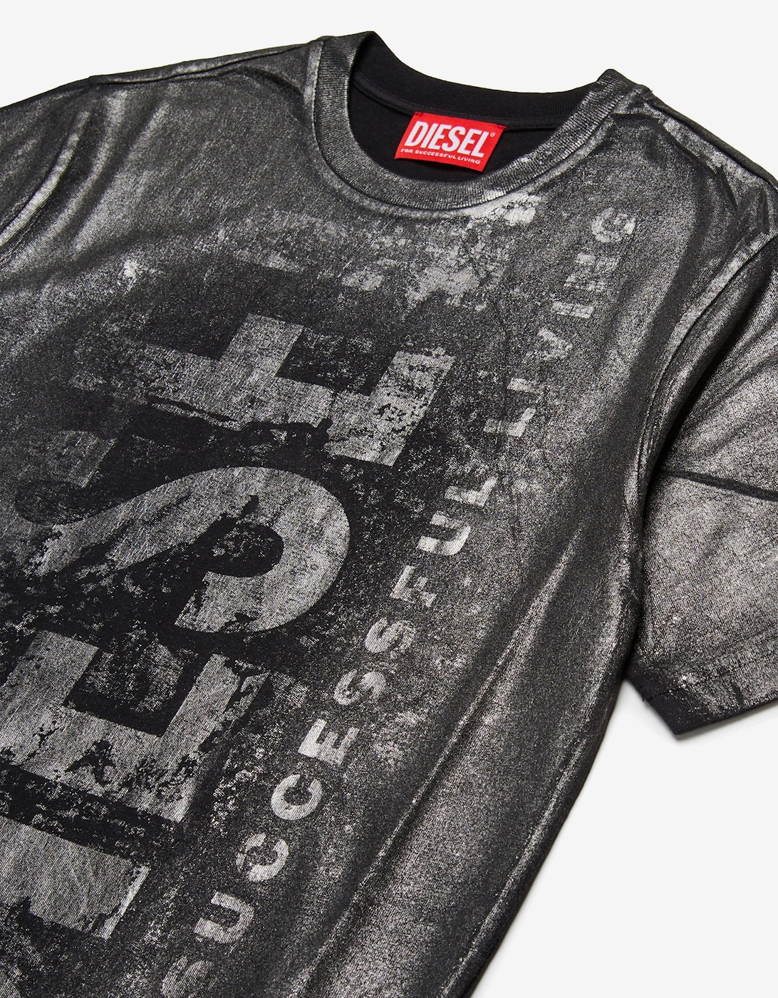 Boys Metallic Effect Logo T-Shirt in Black