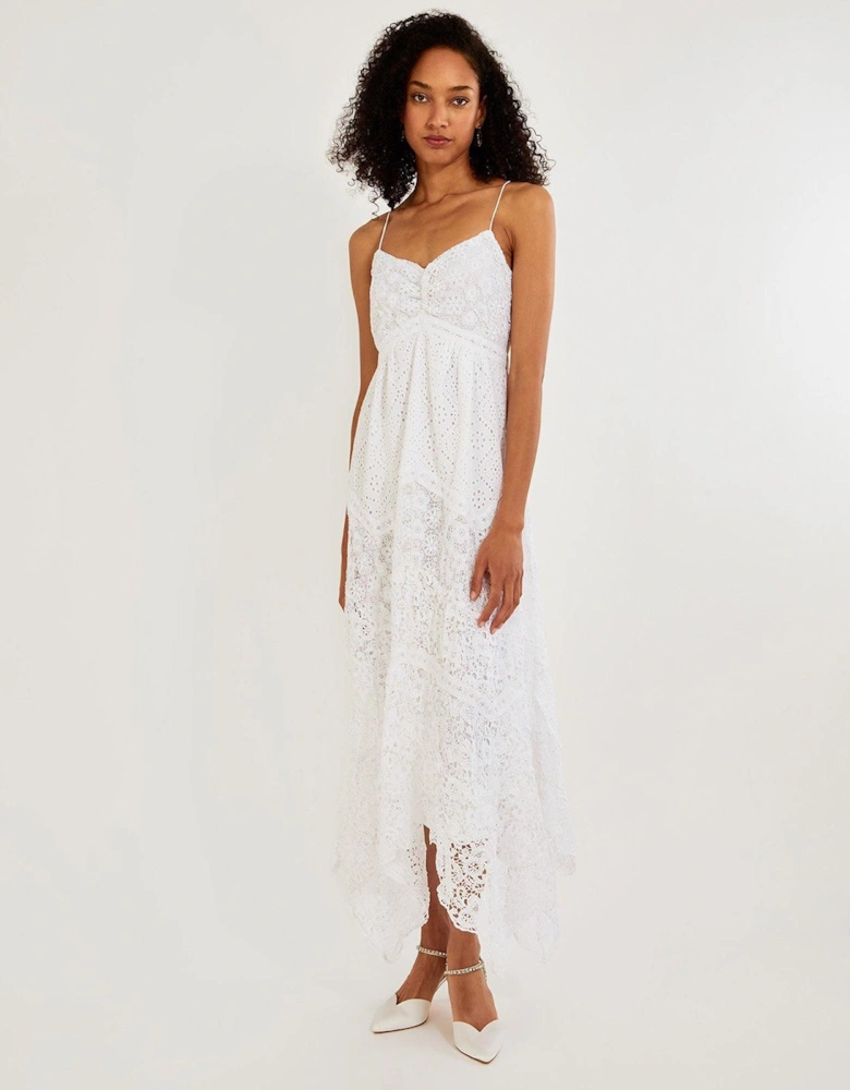Carla Lace Hanky Hem Bridal Maxi Dress Ivory