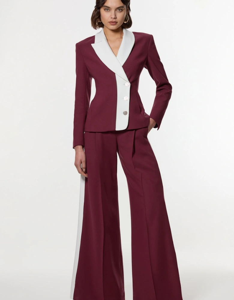 Compact Stretch Waistband Wide Leg Trouser