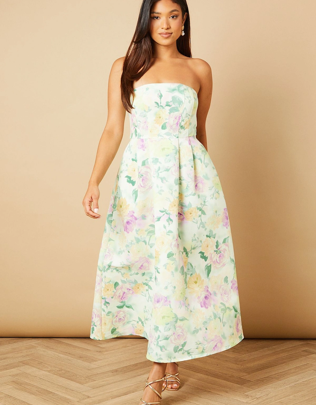 Petite Occasion Floral Twill Strapless Mini Dress, 2 of 1