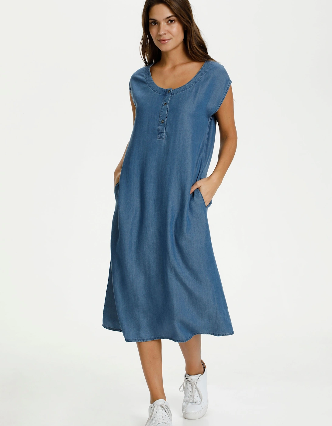 BPelina Short Sleeve Denim Midi Dress, 2 of 1