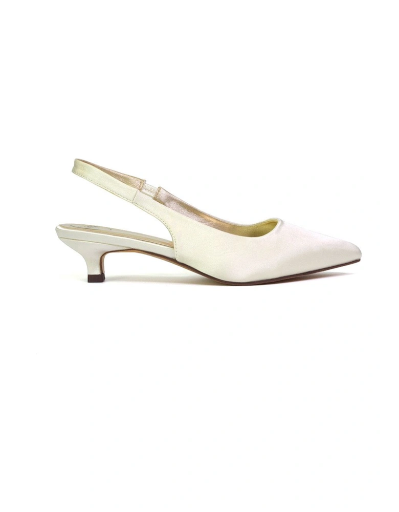 'Avalone' Pointed Toe Sling Back Kitten Heel Sandals
