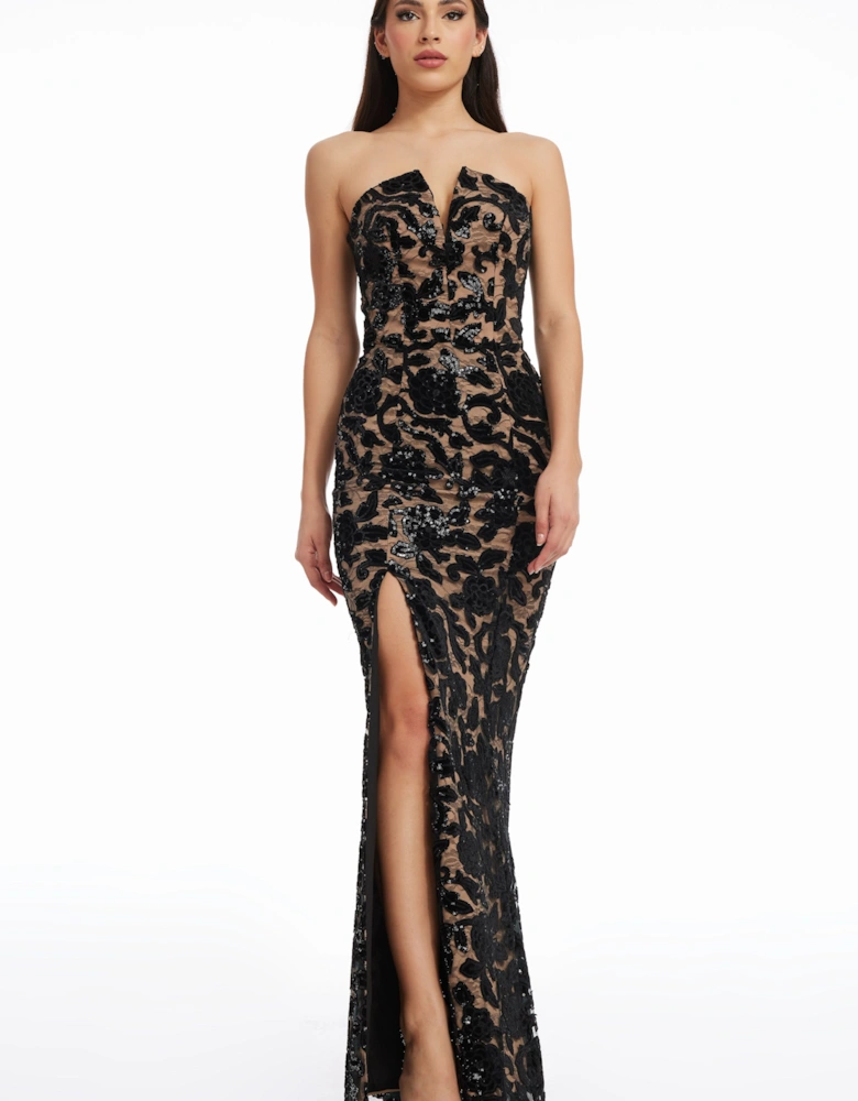 Fernanda Strapless V-neck Mermaid Dress Floral