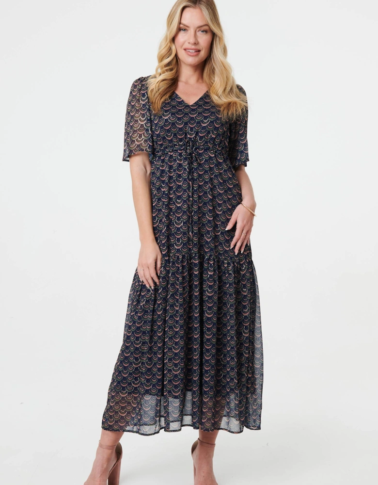 Printed Sheer Layered Empire Maxi Dress