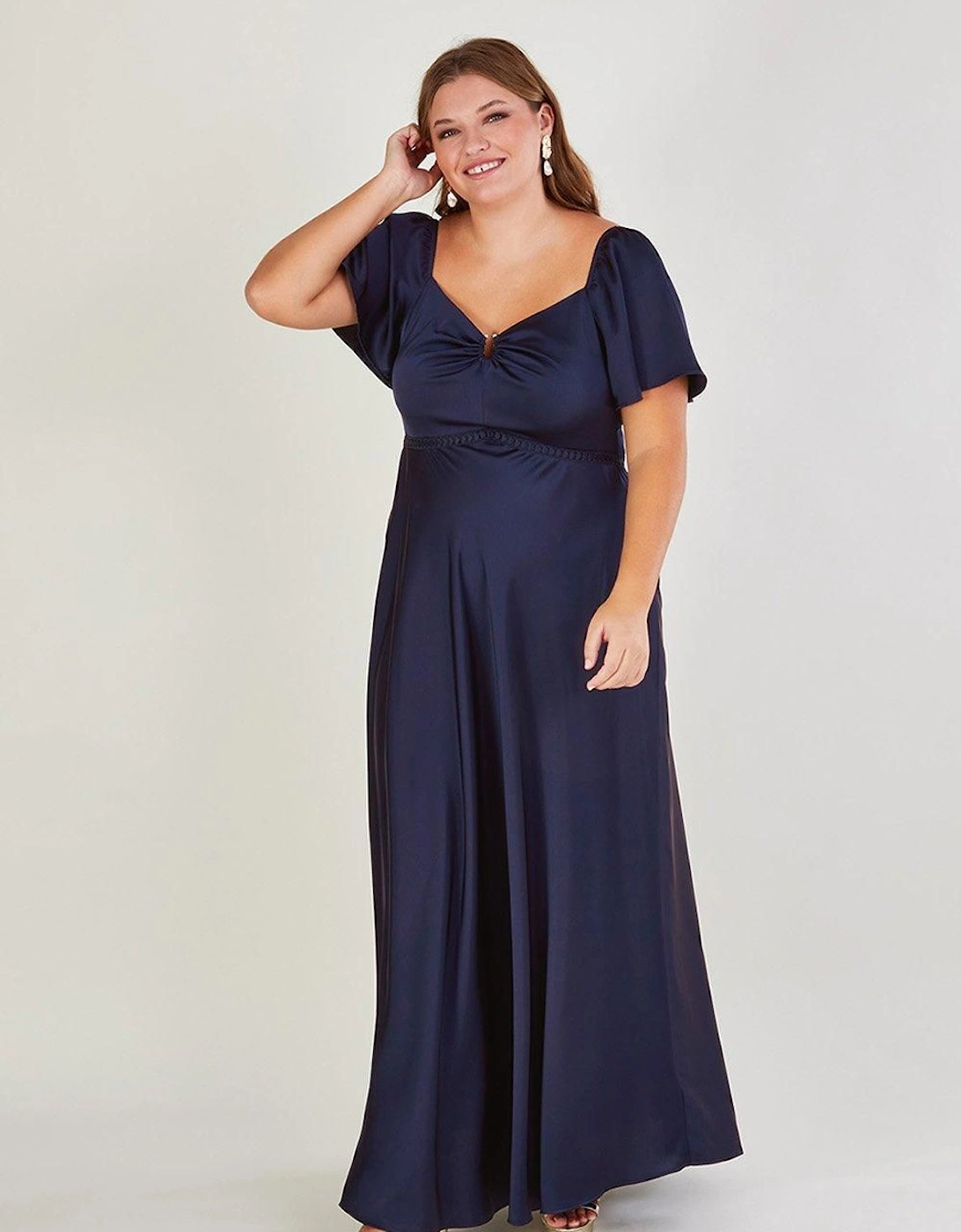 Savannah Satin Maxi Dress Blue, 2 of 1