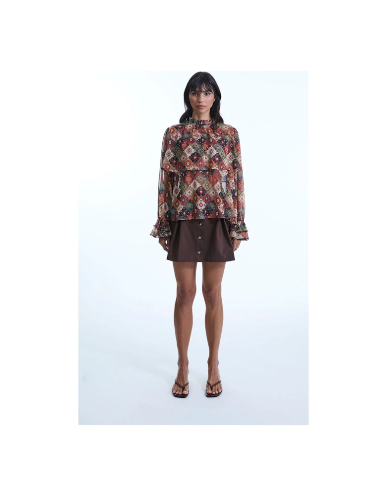 Birds Eye Ruffle Blouse