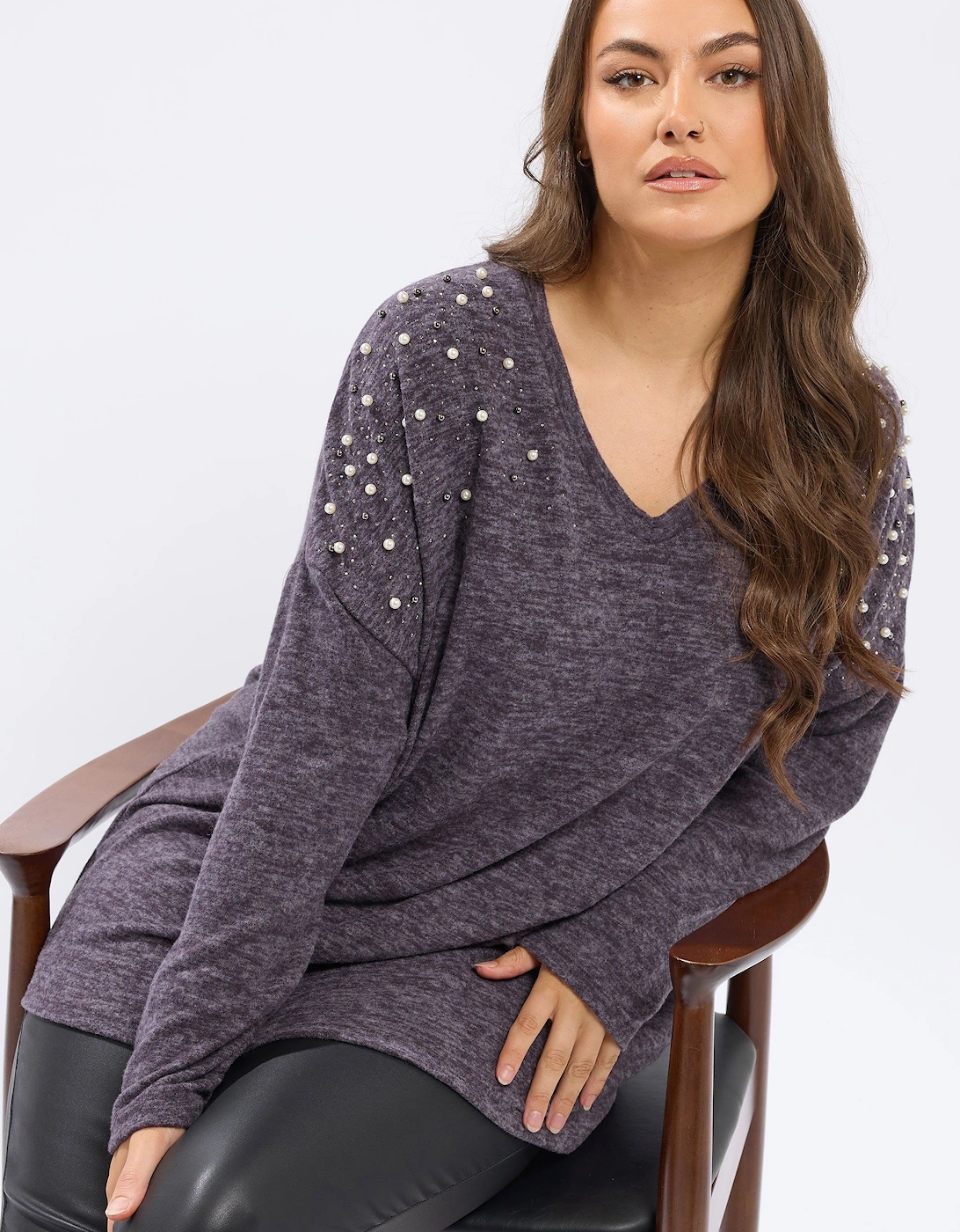 Pearl Embellished Drop Shoulder Jumper, 2 of 1