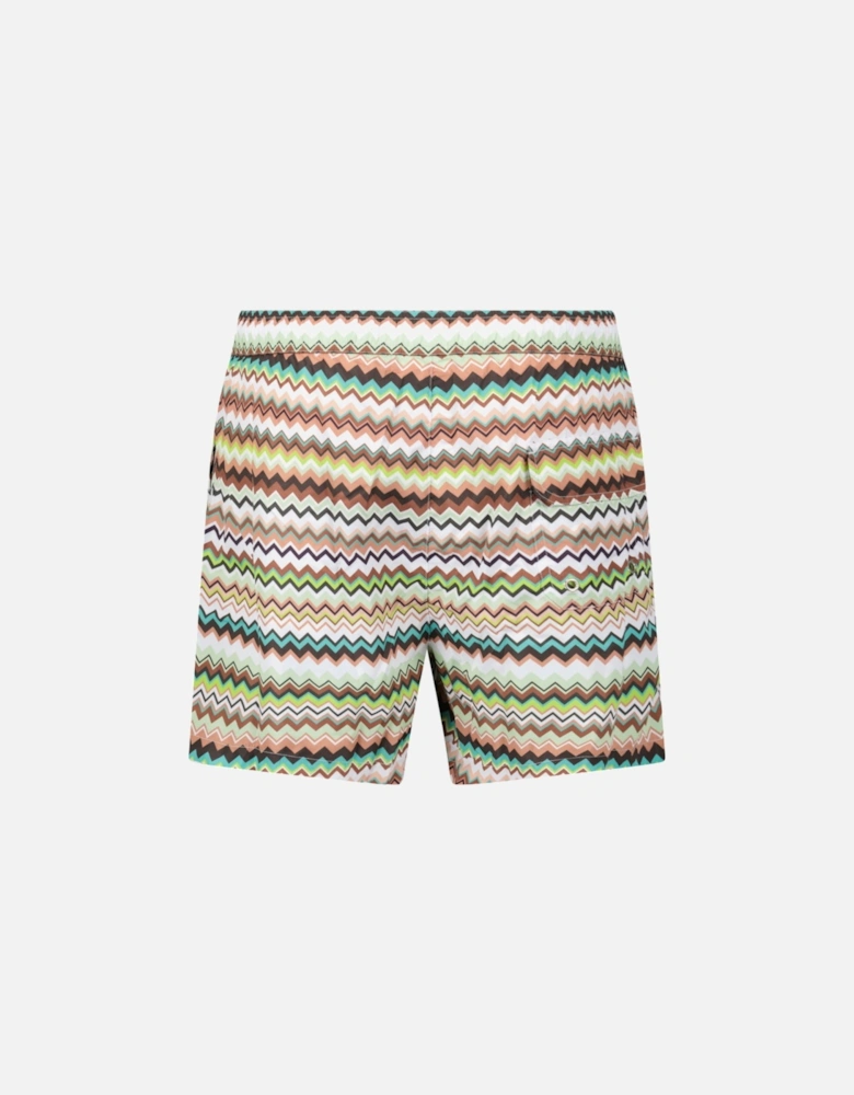 Zig Zag Swim Shorts Multi Green And Brown