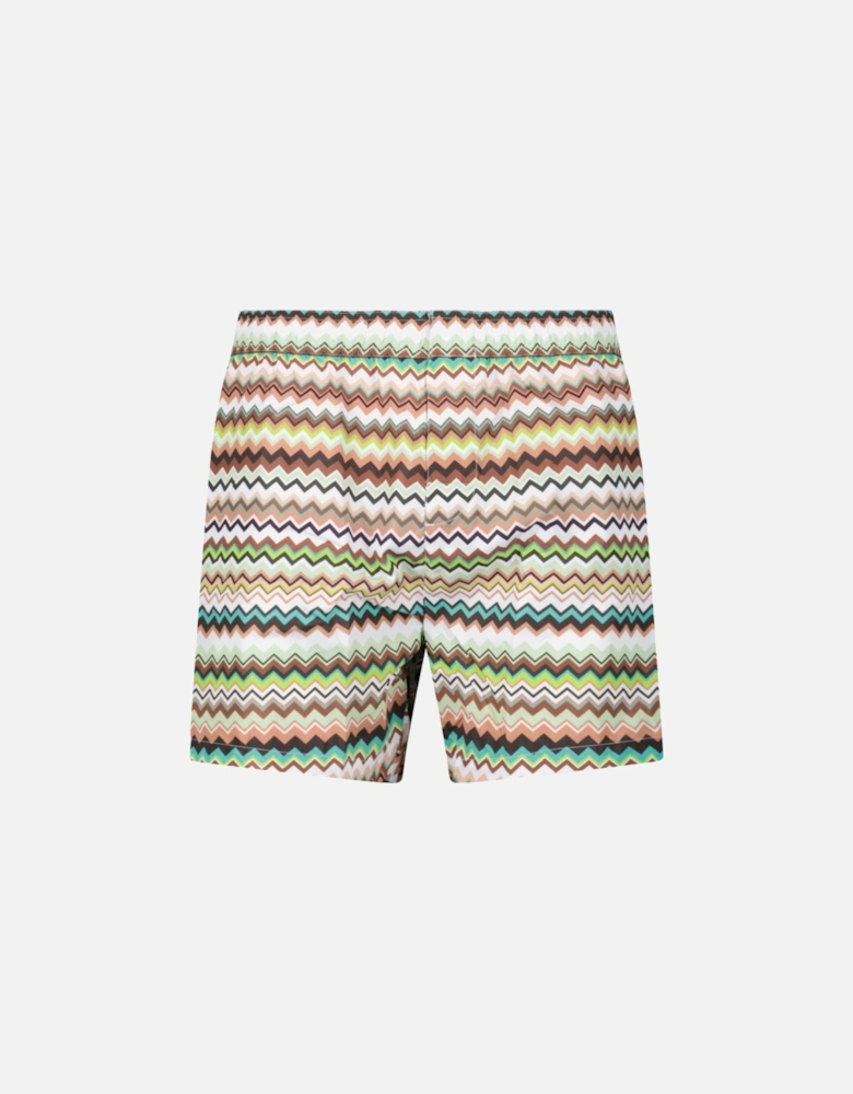 Zig Zag Swim Shorts Multi Green And Brown