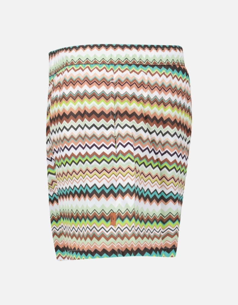 Zig Zag Swim Shorts Multi Green And Brown