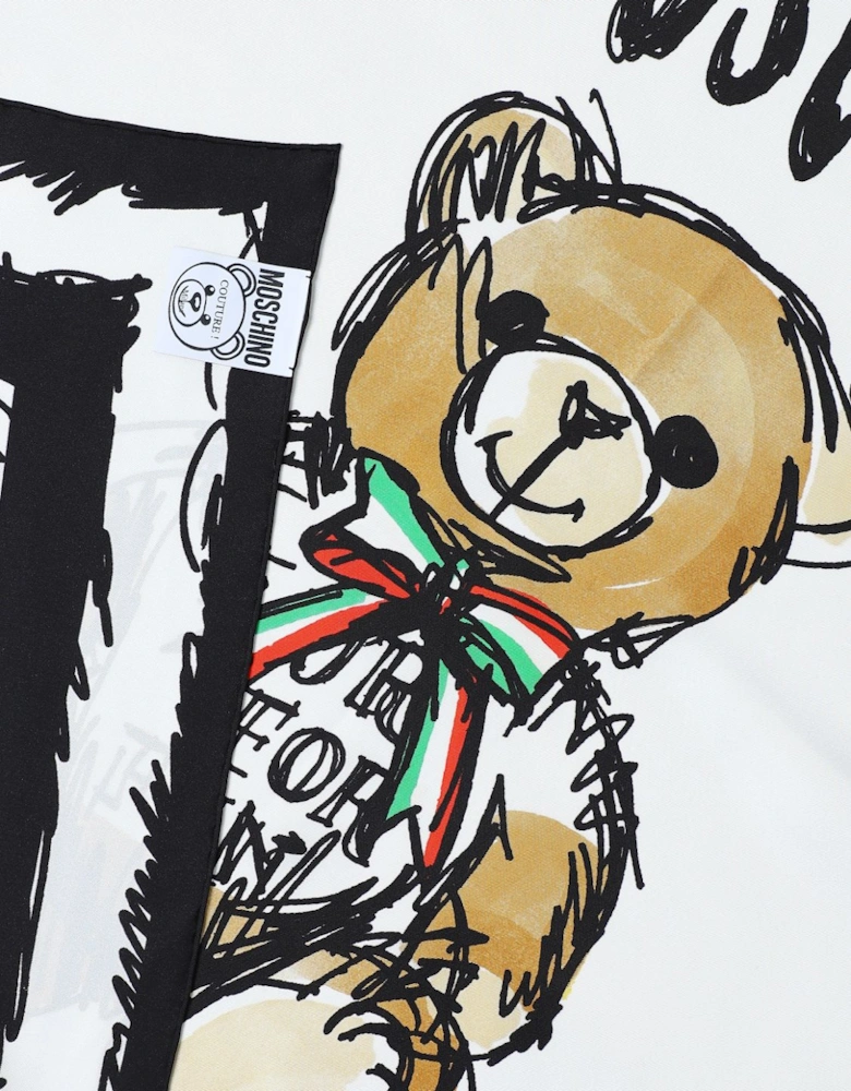 Silk Scarf Doodle Bear Print