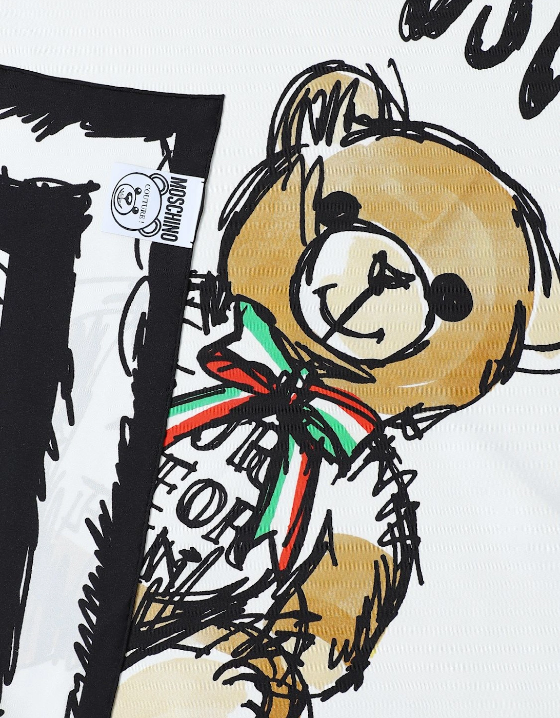 Silk Scarf Doodle Bear Print