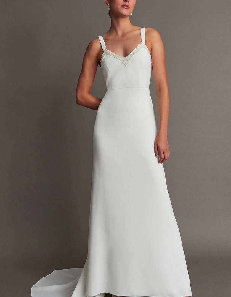 Kate Pearl Trim Bridal Dress Ivory