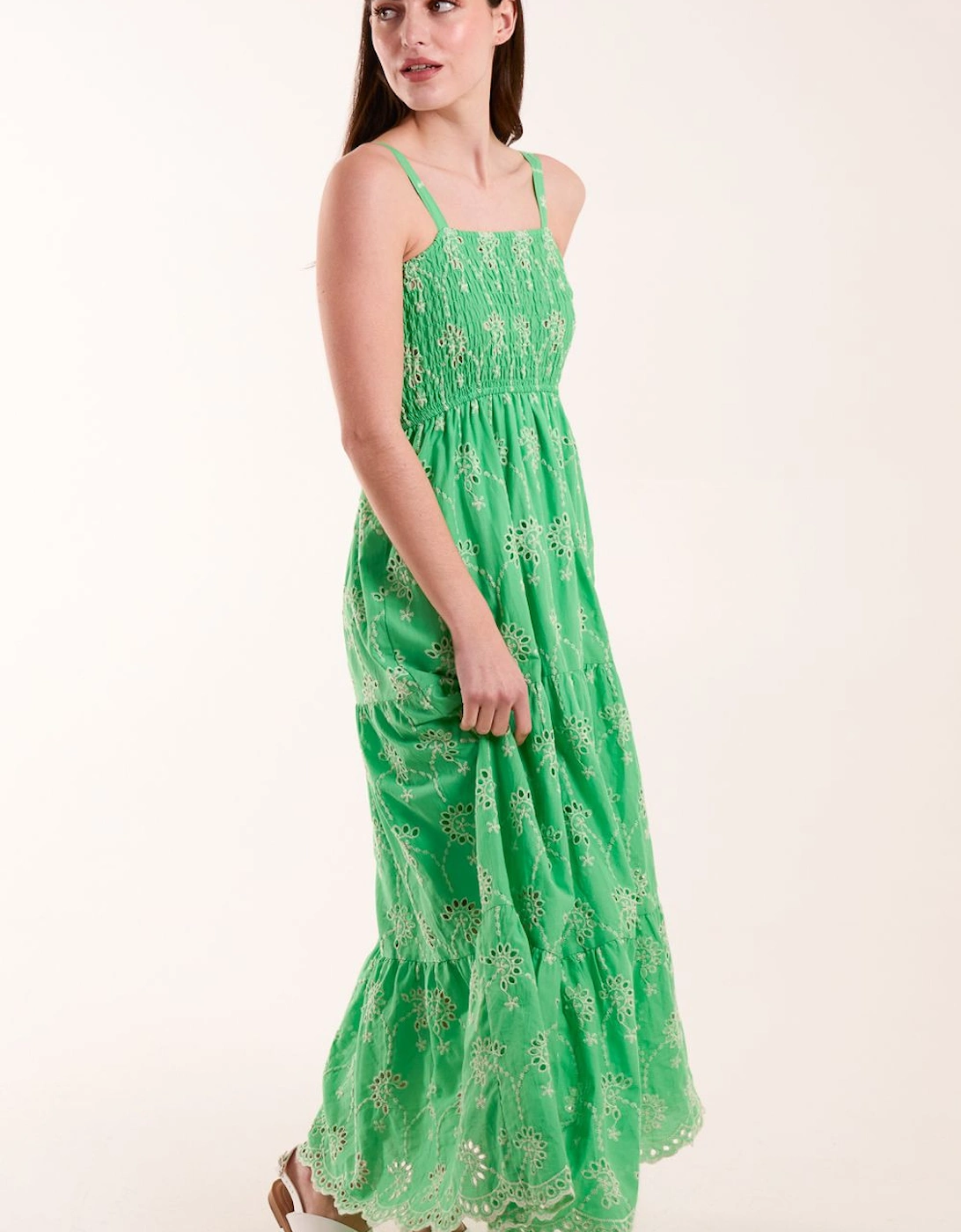 Shirred Bust Midi Dress With Straps, 2 of 1