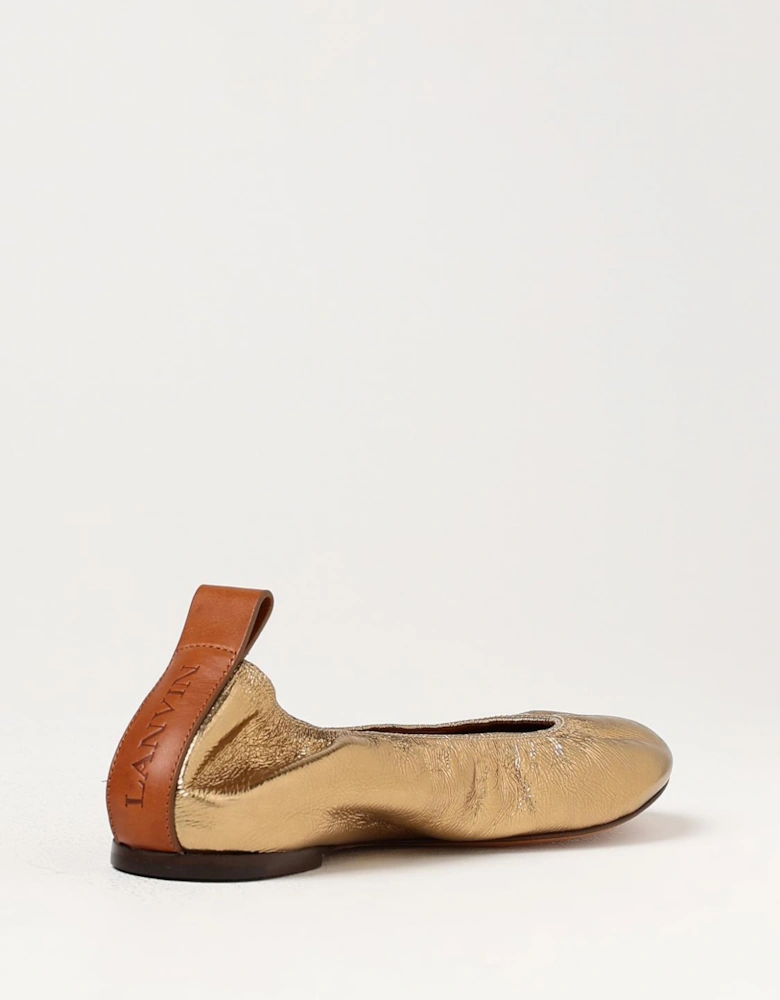 Metallic Leather Ballerina Flats