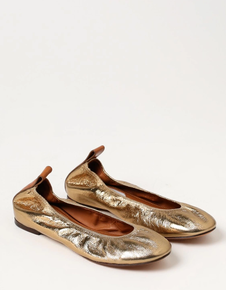 Metallic Leather Ballerina Flats