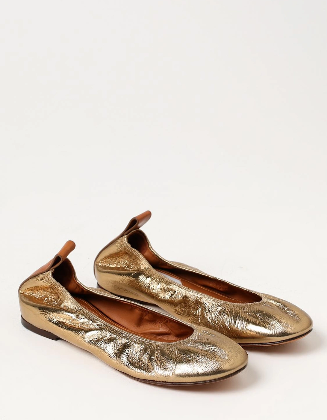 Metallic Leather Ballerina Flats