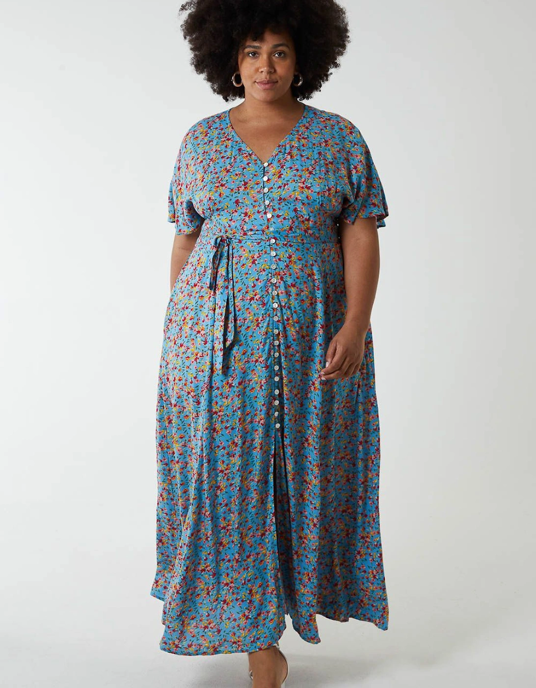 Curve Button Through Maxi Dress, 2 of 1