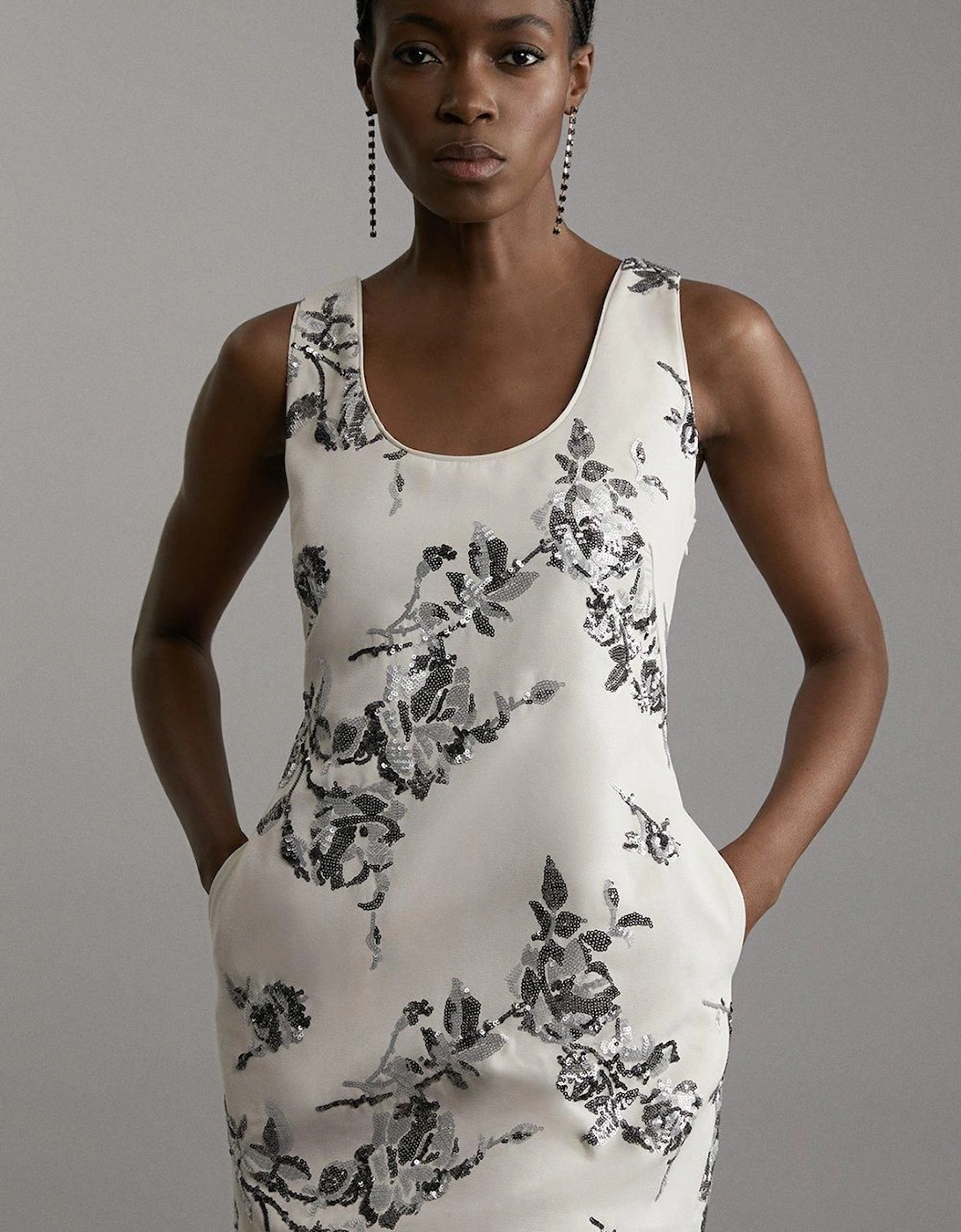 Satin Sequin And Embroidery Woven Mini Dress, 2 of 1