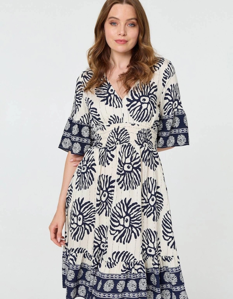 Printed 1/2 Sleeve Knee Length Dress