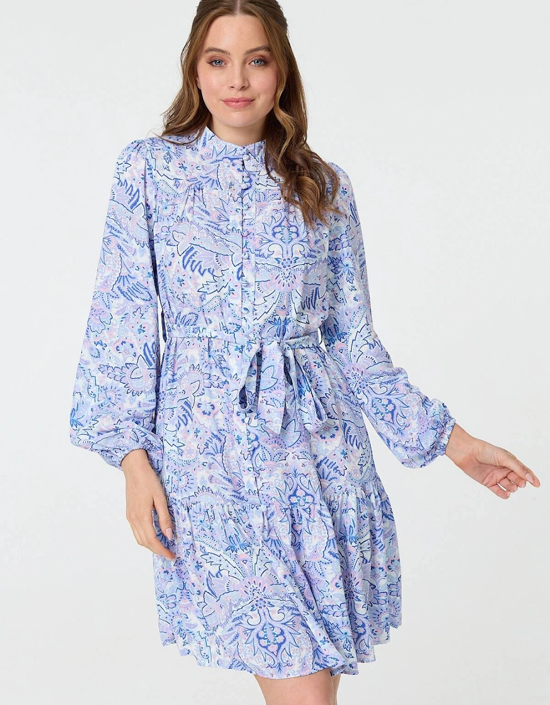 Printed High Neck Short Shirt Dress, 2 of 1