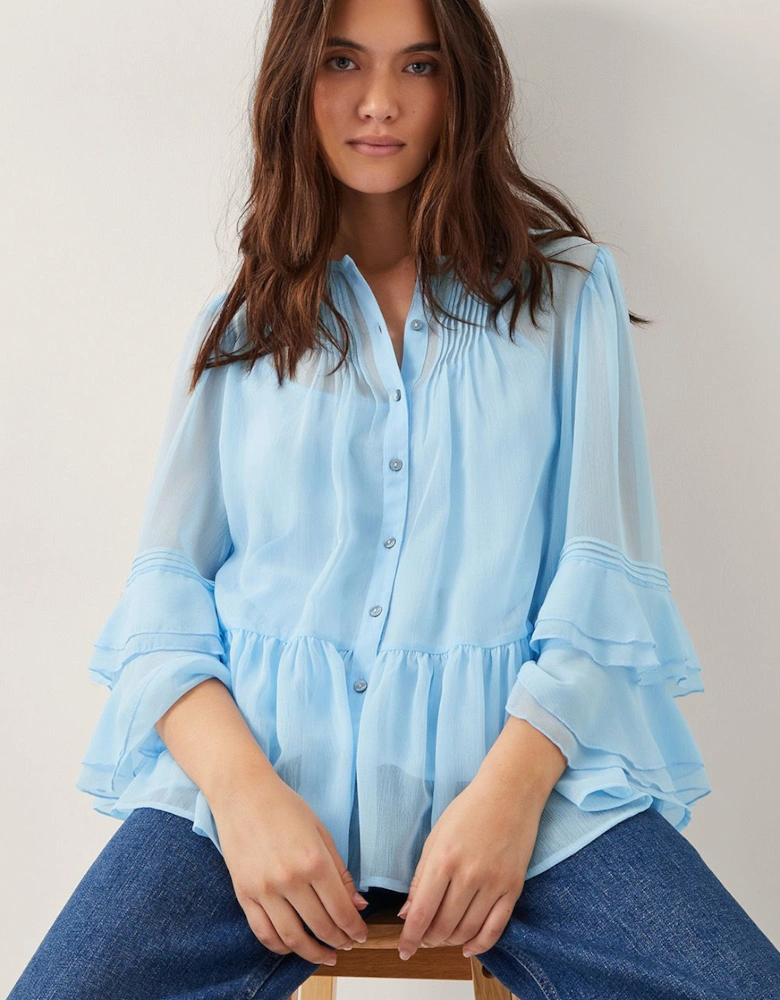 Frill Swing Blouse Blue