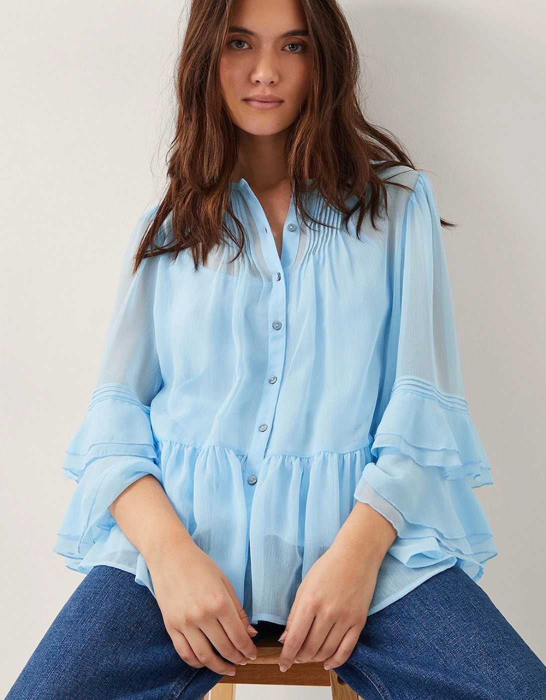 Frill Swing Blouse Blue, 2 of 1