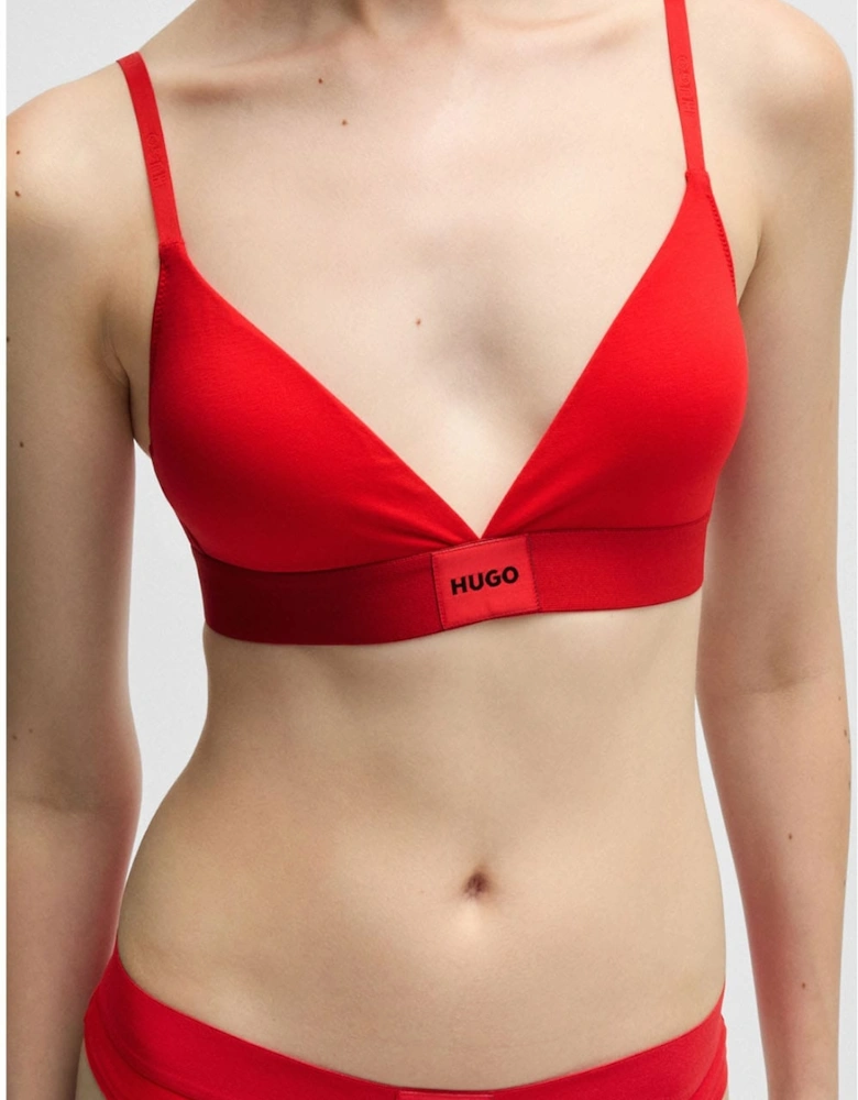 Red Logo Label Triangle Bra