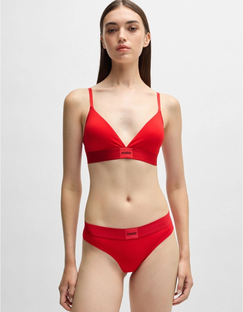 Red Logo Label Triangle Bra