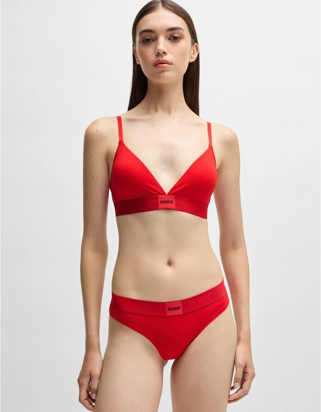 Red Logo Label Triangle Bra