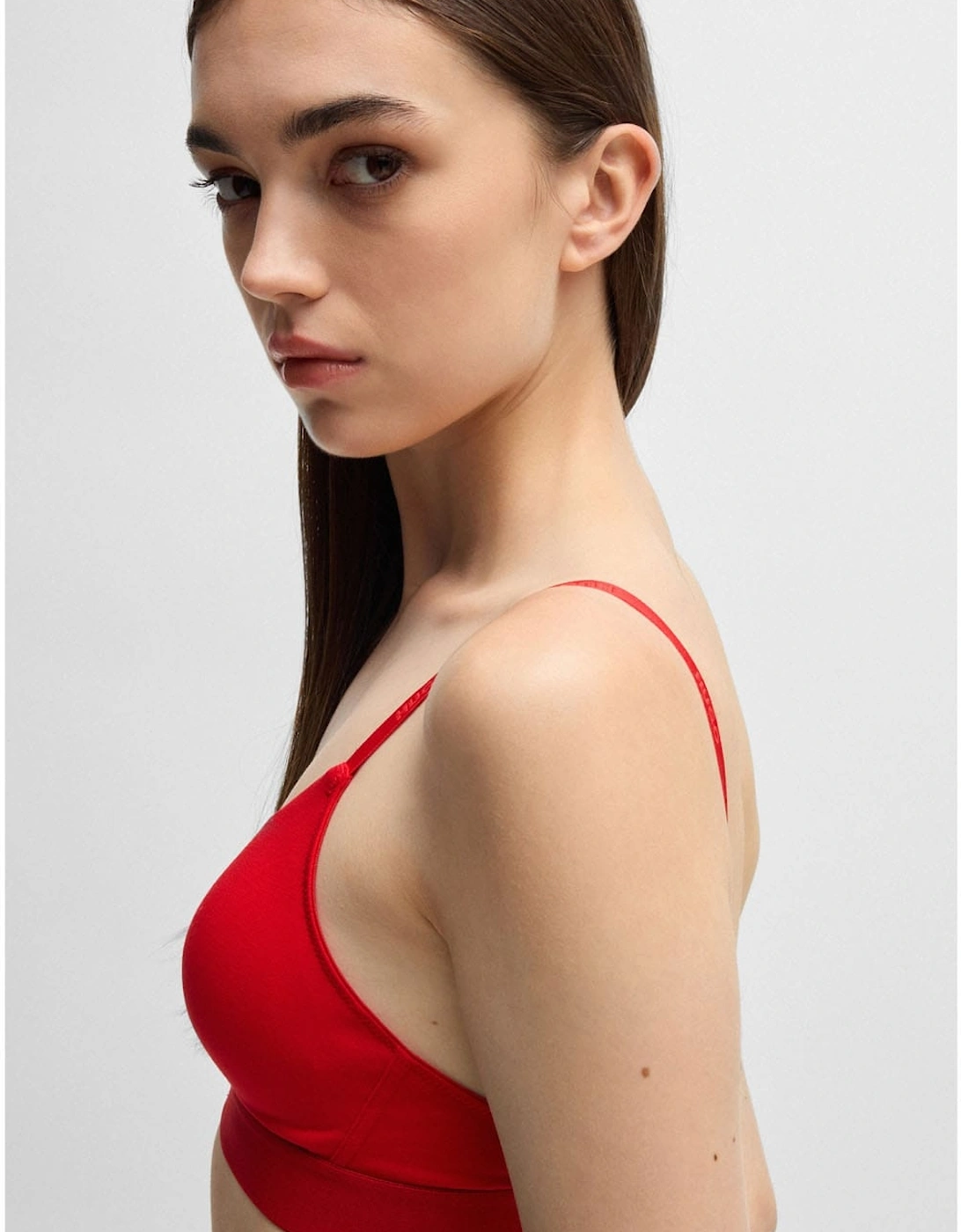 Red Logo Label Triangle Bra