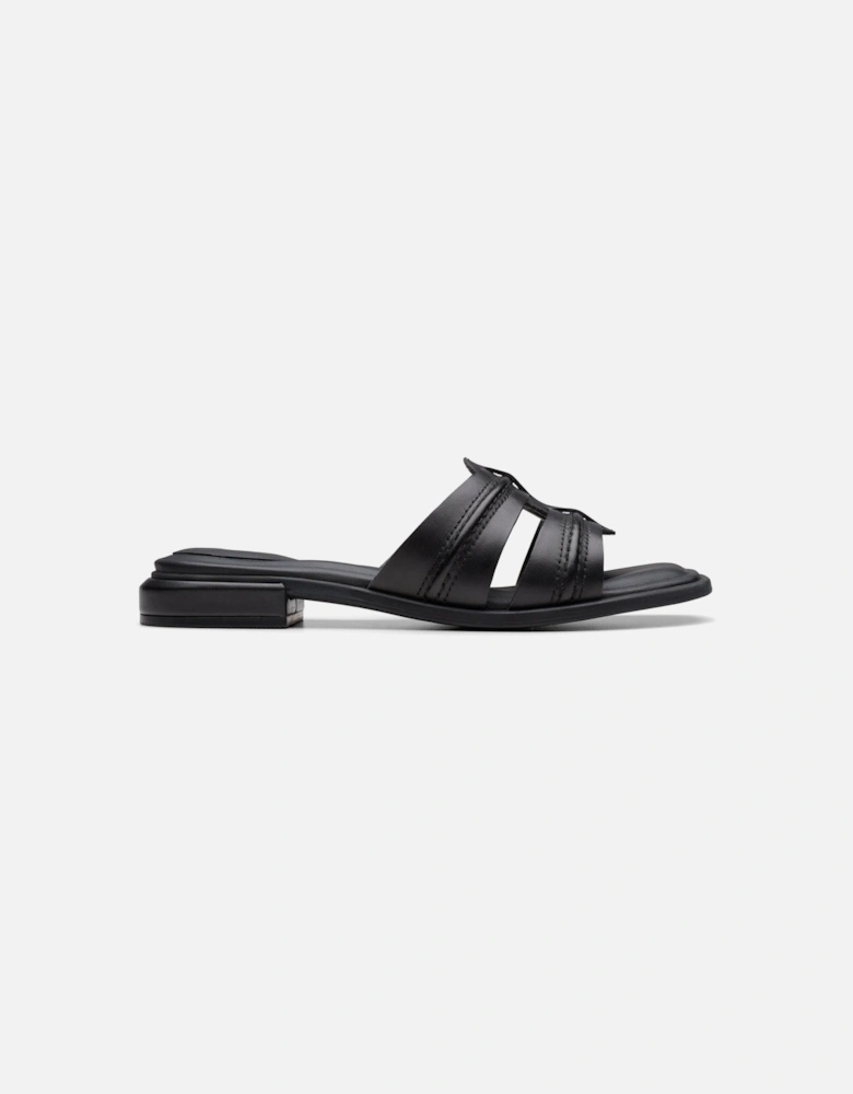 Ariany Mule Black Leather Flat Sandals,Slip Ons