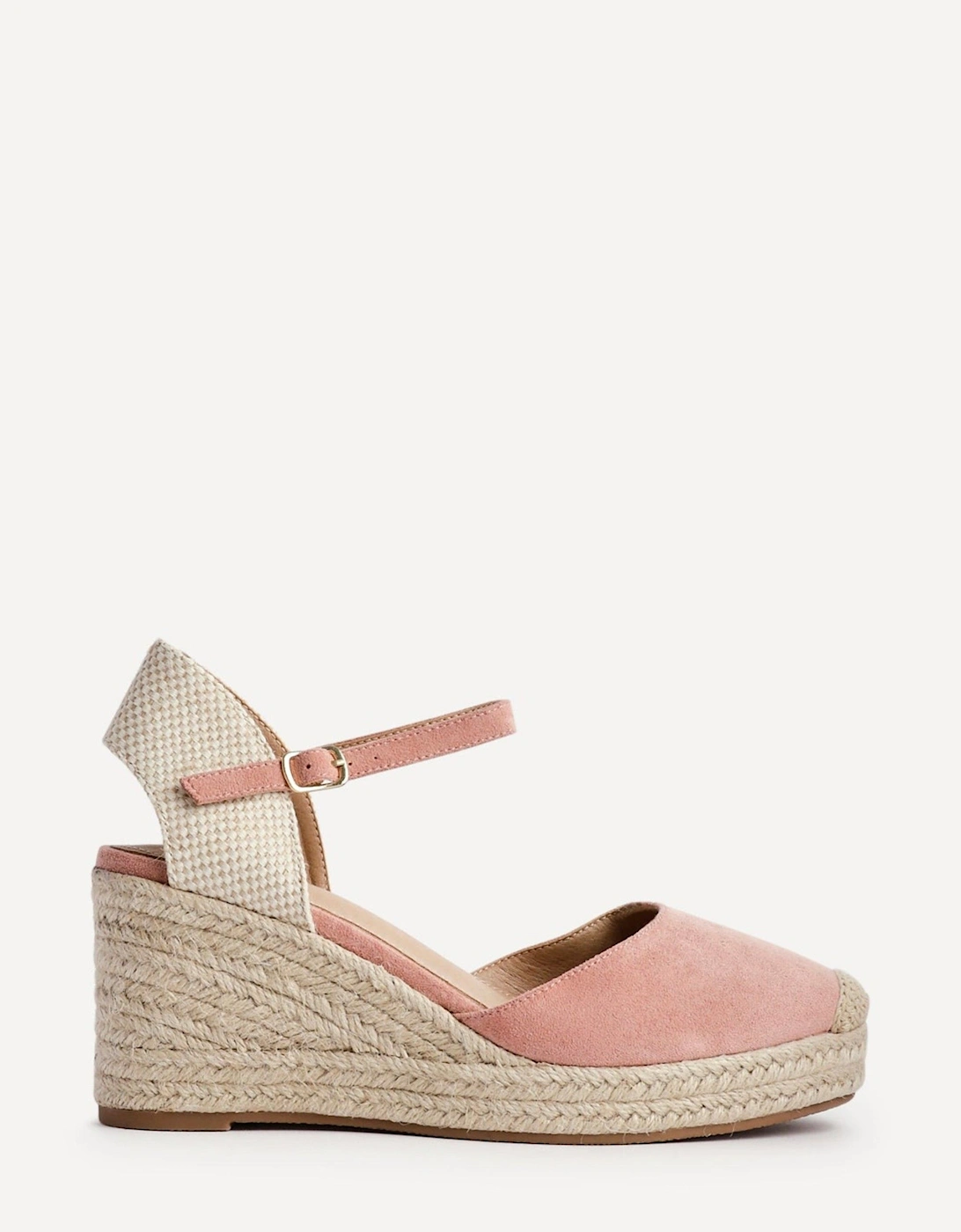 Present Dusky Pink Faux Suede Closed-Toe And Open Back Espadrille Wedge, 2 of 1