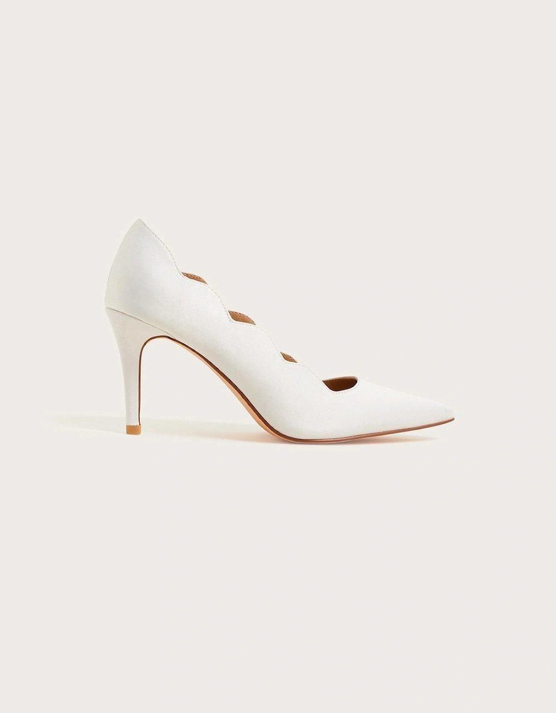 Scallop Satin Bridal Court Shoes, 2 of 1