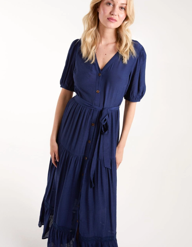 Button Through Tie Maxi Dress