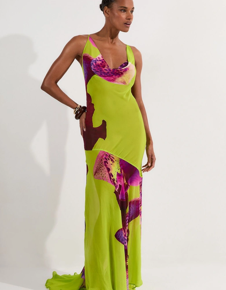 Beach Viscose Georgette Photographic Floral Beach Slip Dress