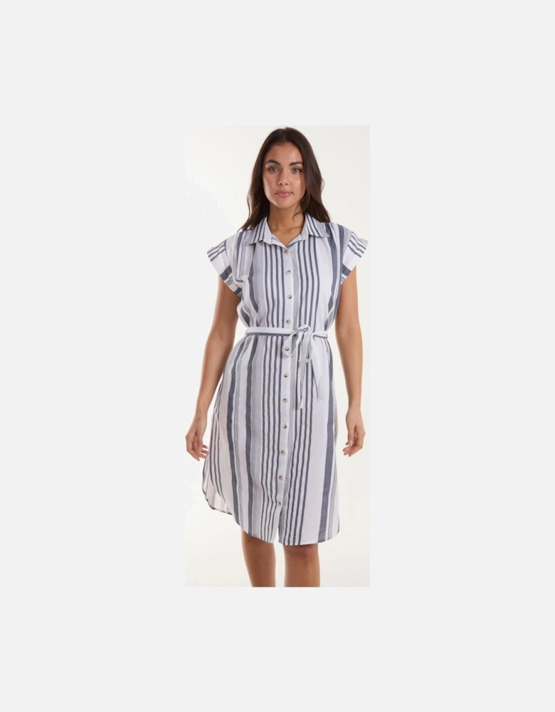 Stripe Button Front Shirt Dress