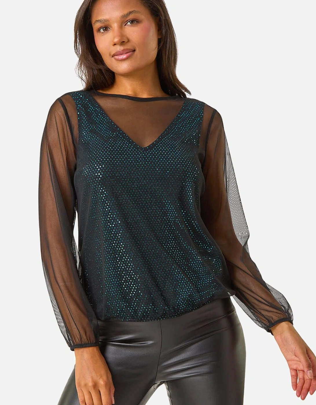 Mesh Overlay Sparkle Top, 2 of 1